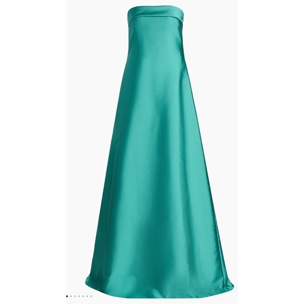 Davids Bridal Green Satin Strapless Gown Formal Evening Dress Sz 22